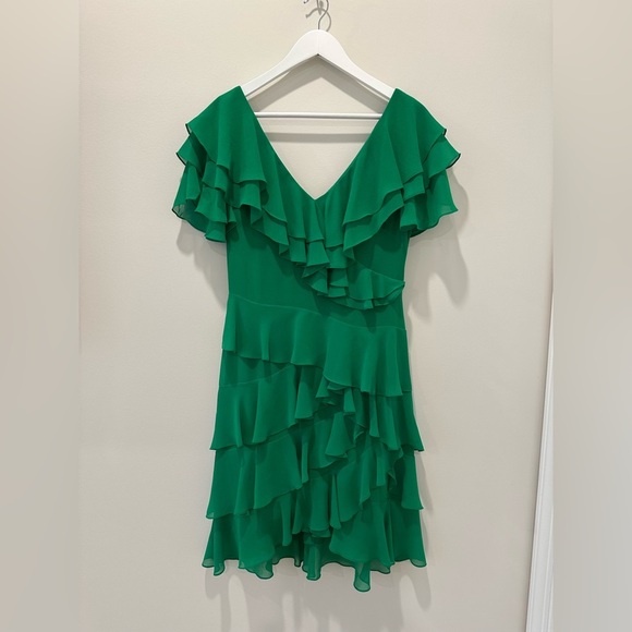Badgley Mischka Green Cocktail Dress Formal Mother of the Bride Wedding Guest - Picture 2 of 15